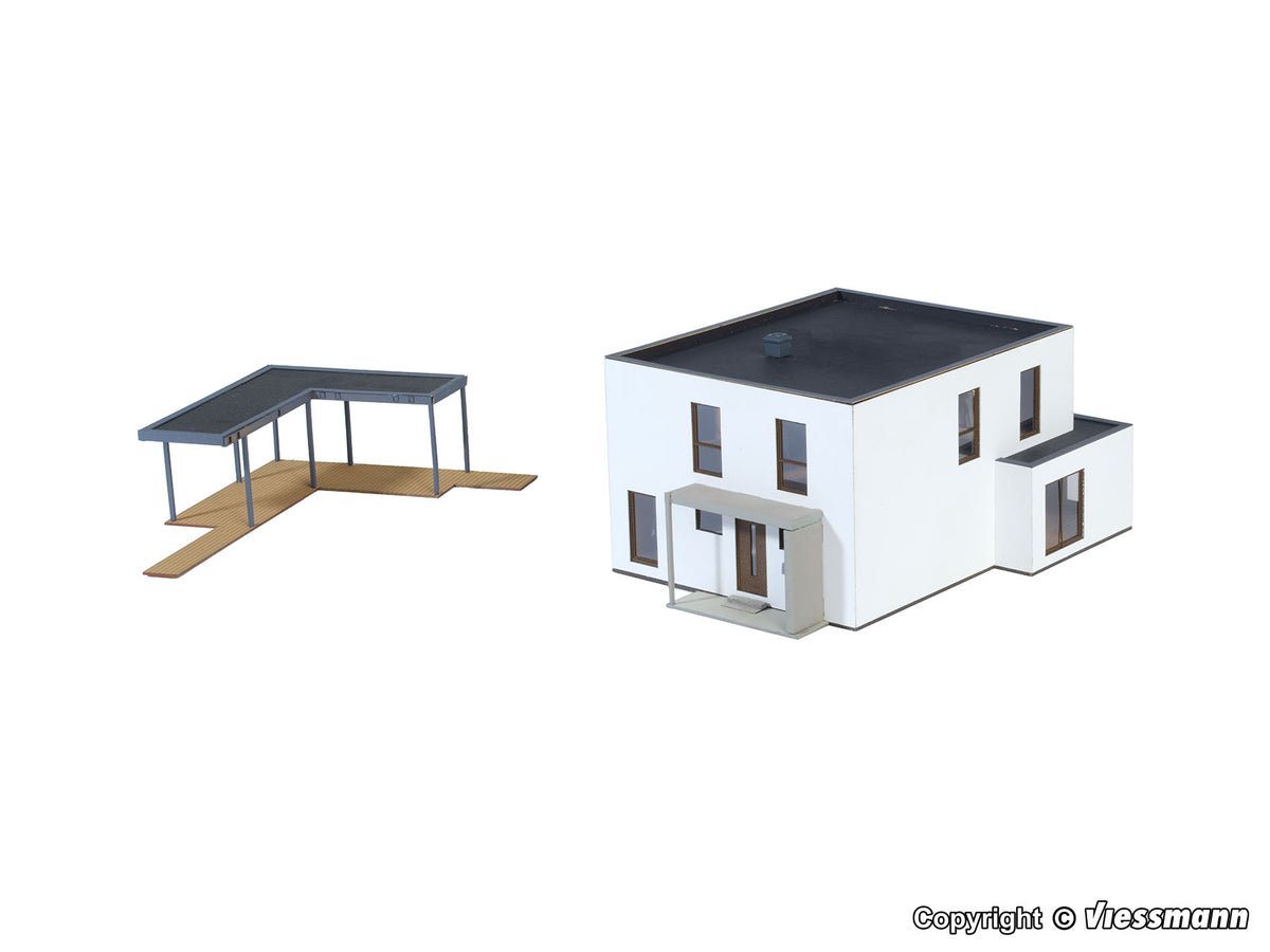 KIBRI 38339 H0 Kubushaus Lina mit Terrasse - Polyplate Bausatz
