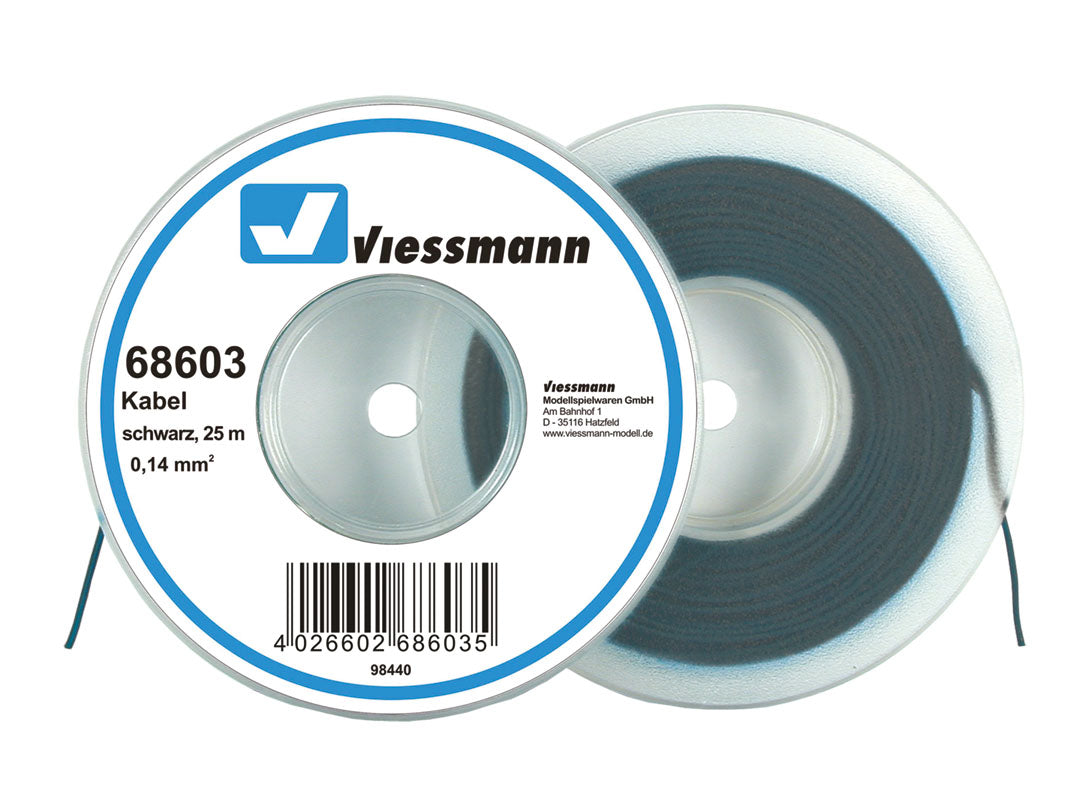 VIESSMANN 68603 Kabel auf Abrollspule 0,14 mm², schwarz, 25 m