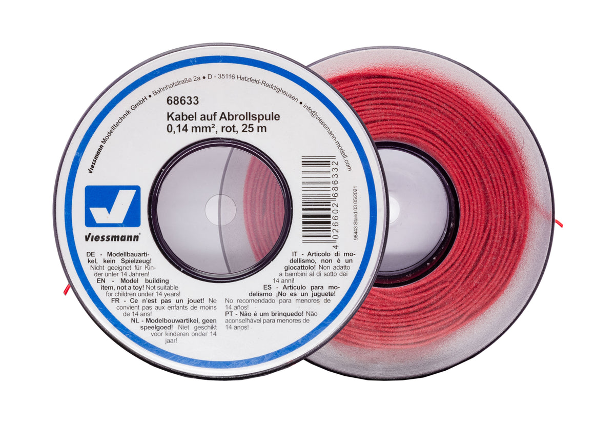 VIESSMANN 68633 Kabel auf Abrollspule 0,14 mm², rot, 25 m