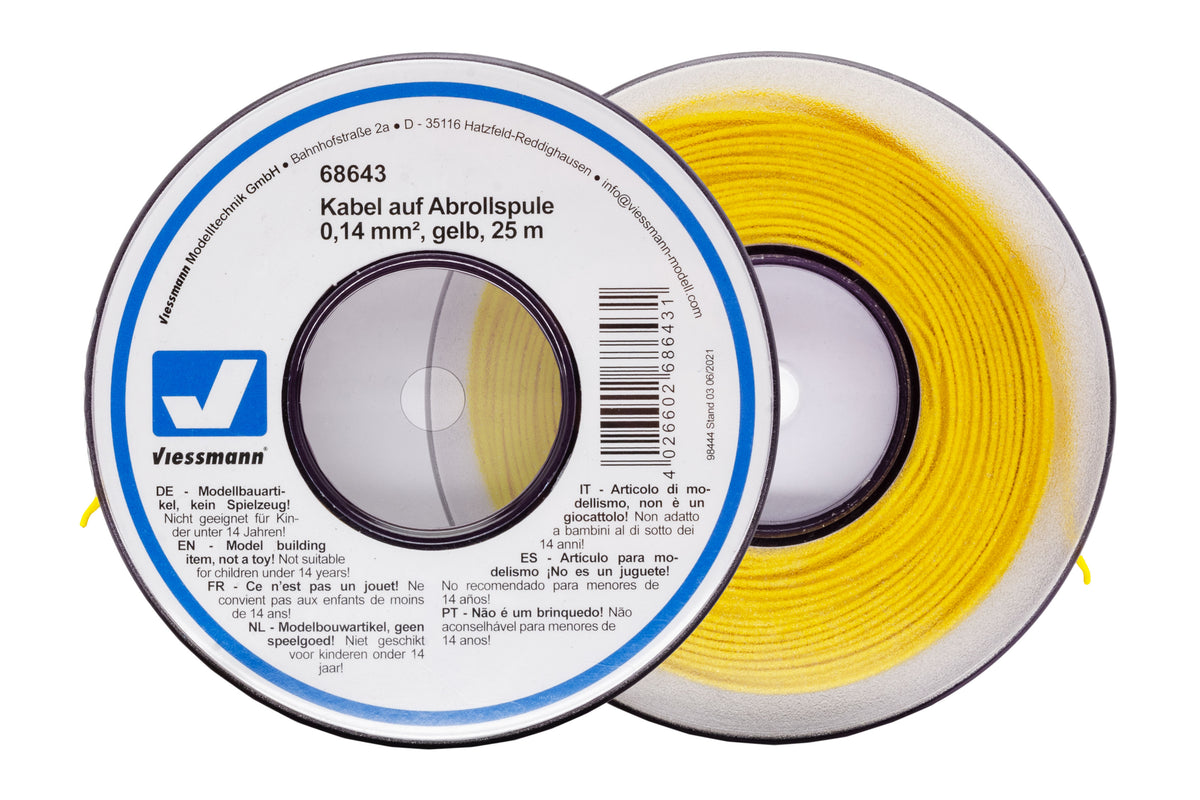 VIESSMANN 68643 Kabel auf Abrollspule 0,14 mm², gelb, 25 m