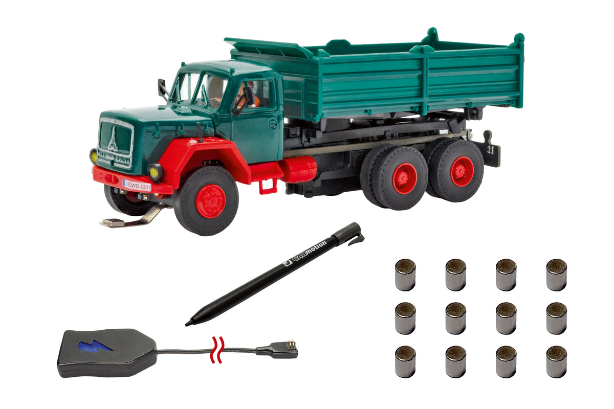 VIESSMANN 8002 H0 CarMotion Startset, MAGIRUS DEUTZ 3-achs Muldenkipper, grün